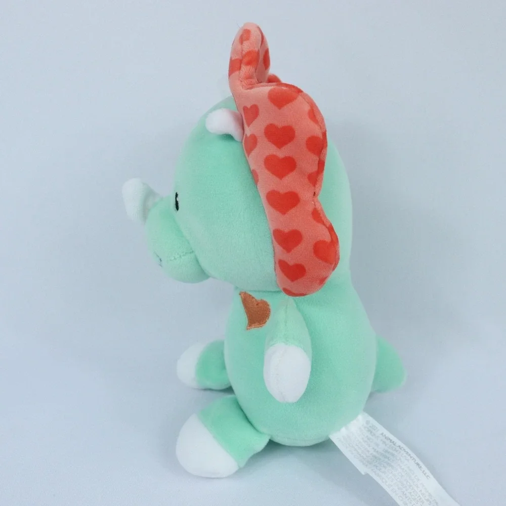 Animal Adventure Huggable Green Triceratops Hearts Stuffed Plush Dinosaur 2021